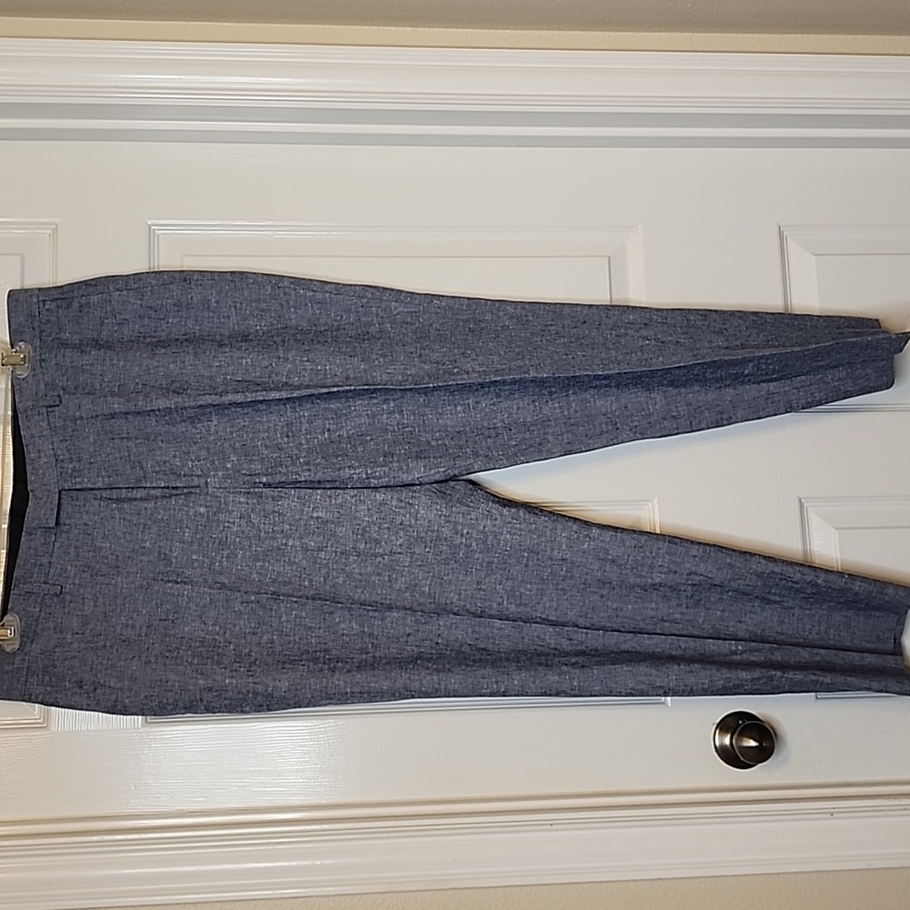 Banana Republic Mens Linen Blend Classic Fit  Blue White Trousers  Size 35 30